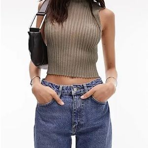 TOPSHOP Straight Jeans with Raw Hem